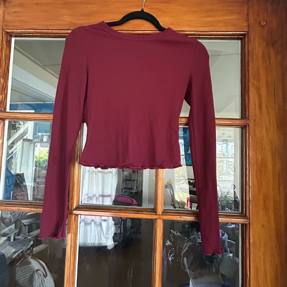 Forever 21 Maroon Long Sleeve Blouse